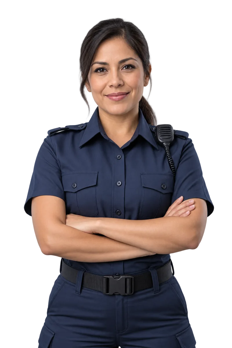 Private security professional in a navy uniform